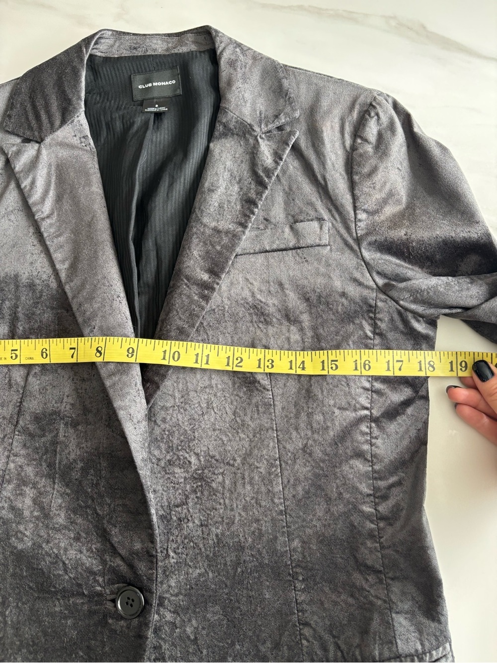 Club Monaco Gray Velvet-Look Blazer gray sz US 8 - Picture 11 of 13